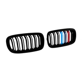 Griglie a doppia lamella in nero lucido con M decorazione per BMW X5 F15 2014-2018, X6 F16 2015-2019