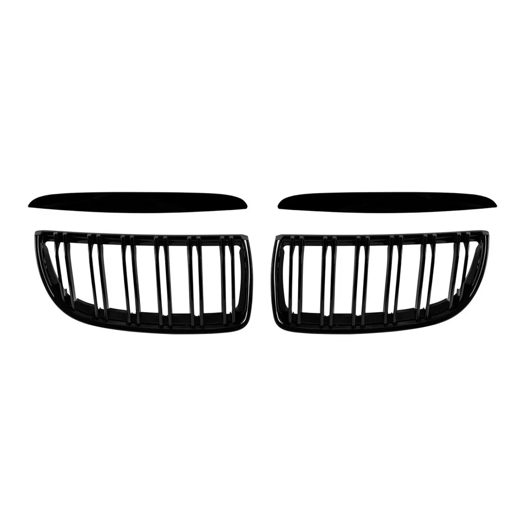 Griglie a doppia lamella in nero lucido per BMW Serie 3 E90 berlina, E91 Touring 2005-2008