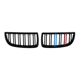 Griglie a doppia lamella in nero lucido con M decorazione per BMW Serie 3 E90 berlina, E91 Touring 2005-2008