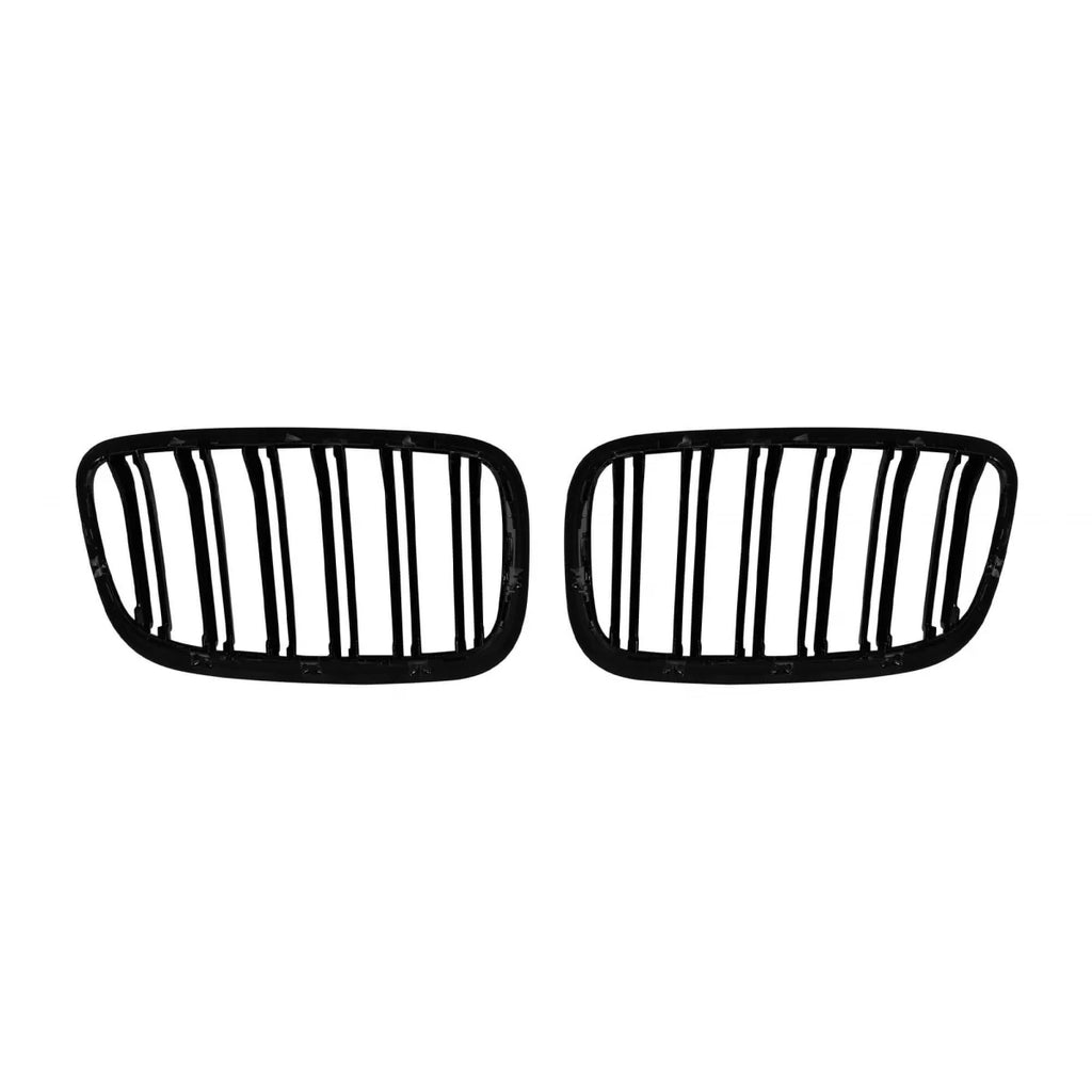 Griglie a doppia lamella in nero lucido con M decorazione per BMW X5 E70 2007-2013, X6 E71 2008-2011