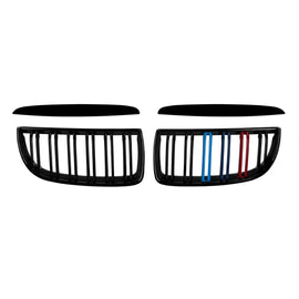 Griglie a doppia lamella in nero lucido con M decorazione per BMW Serie 3 E90 berlina, E91 Touring 2005-2008