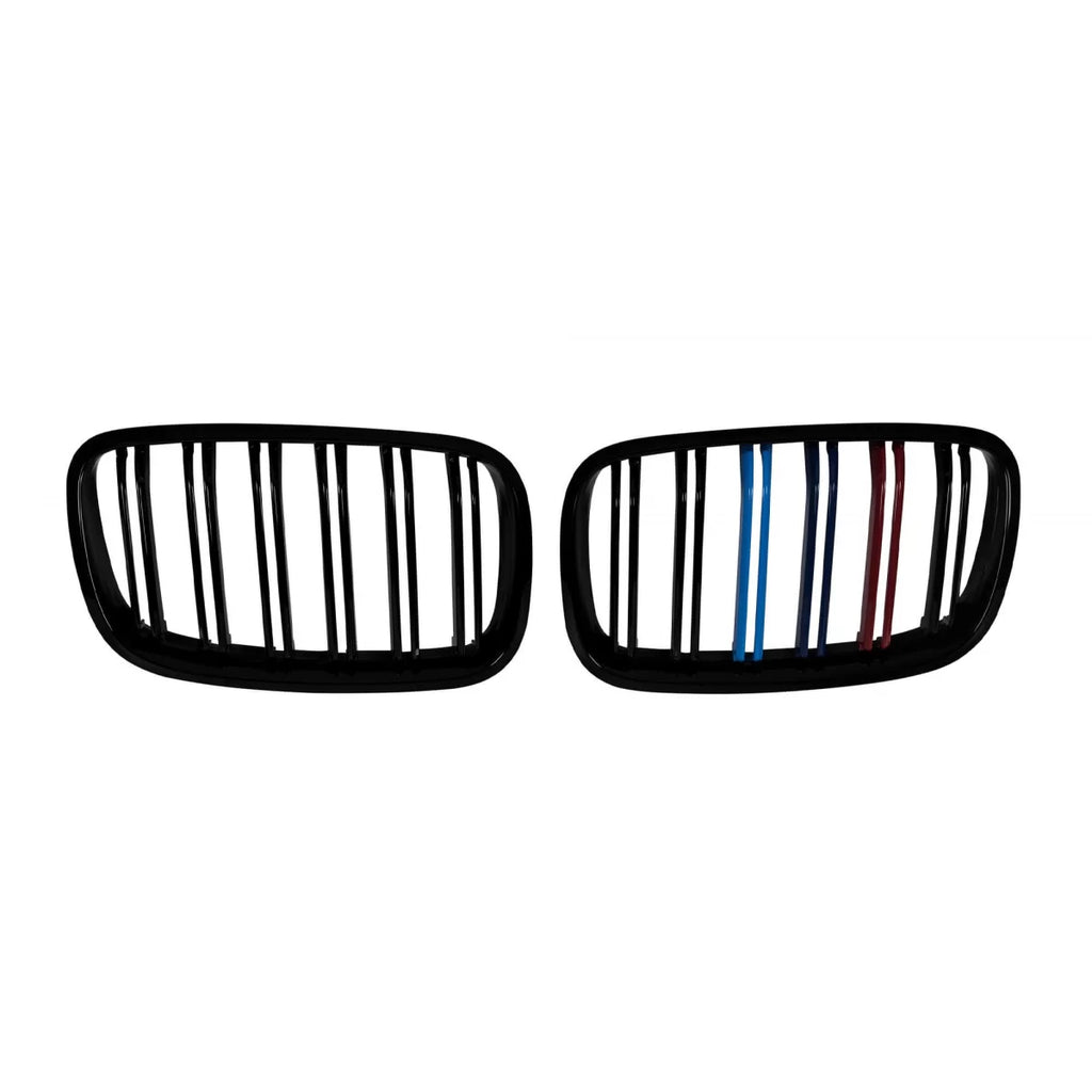 Griglie a doppia lamella in nero lucido con M decorazione per BMW X5 E70 2007-2013, X6 E71 2008-2011