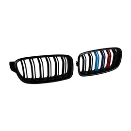 Griglie a doppia lamella, nere lucide con M decorazione tipo M3 per BMW Serie 3 F30 berlina, F31 Touring 2011-2019
