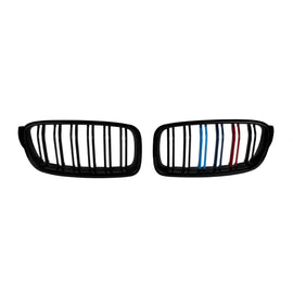 Griglie a doppia lamella, nere lucide con M decorazione tipo M3 per BMW Serie 3 F30 berlina, F31 Touring 2011-2019