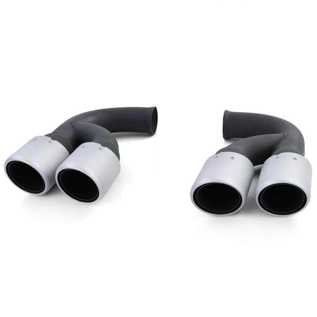 Doppio inox acciaio terminali di scarico argento per Porsche Cayenne 92A 3.0 Diesel 10-14