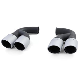 Doppio inox acciaio terminali di scarico argento per Porsche Cayenne 92A 3.0 Diesel 10-14
