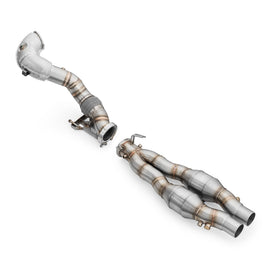 Kit downpipe con scudo termico e catalizzatori HJS RM Motors per Audi RS3 8Y, TT RS e Cupra Formentor VZ5