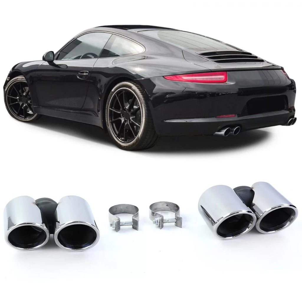 Doppio tubo lucidato terminali di scarico compatibilità per Porsche 911 991.1 11-15 3.4 350HP