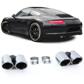 Doppio tubo lucidato terminali di scarico compatibilità per Porsche 911 991.1 11-15 3.4 350HP
