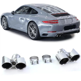 Doppio tubo lucidato terminali di scarico per Porsche 911 991.2 15-19 3.0 370HP