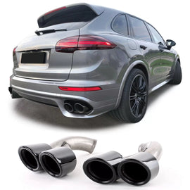 Doppio tube terminali di scarico GTS stile nero per Porsche Cayenne 92A restyling 14-17