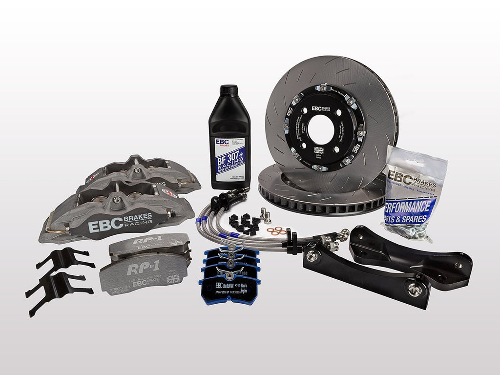 Big brake kit EBC Apollo con pinze anodizzate: dischi, pinze, pastiglie, tubi in treccia e accessori