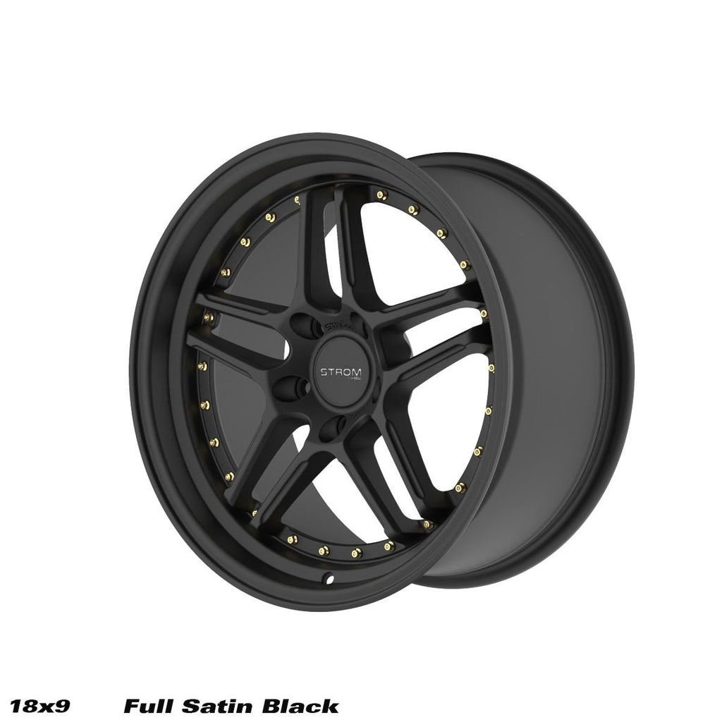 Cerchio in lega Ström DS-05 18x9 5x114.3 ET33 Full Satin Black Gold Rivets