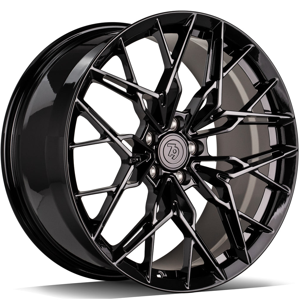 Cerchio in Lega 79Wheels Seventy9 MF.14 20x9.5 ET su misura 5x112 Nero Lucido BG