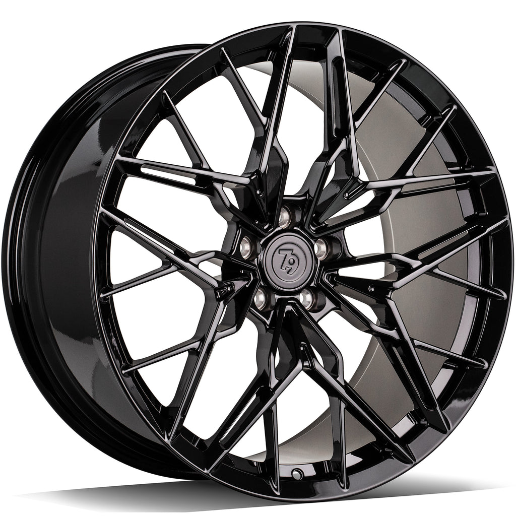 Cerchio in Lega 79Wheels Seventy9 MF.14 21x10.5 ET su misura 5x112 Nero Lucido BG