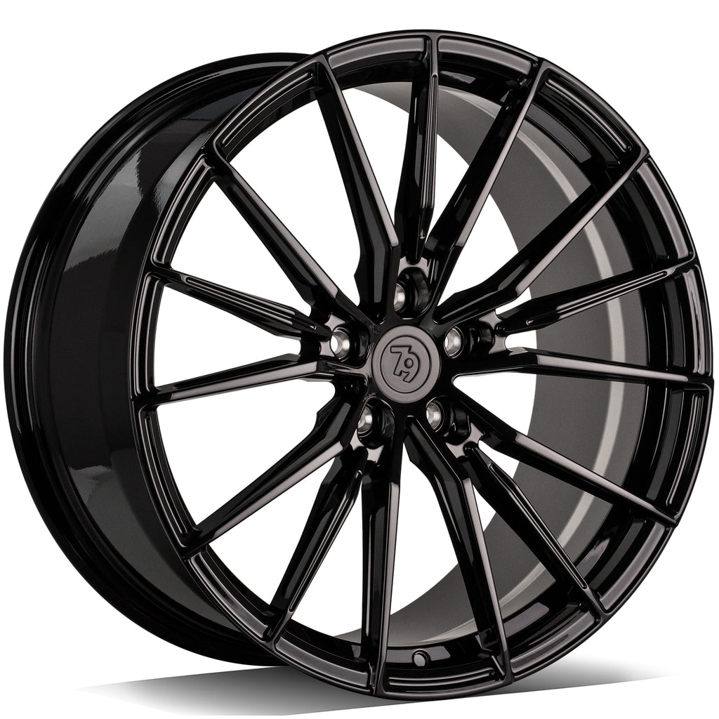 Cerchio in Lega 79Wheels Seventy9 MF.9 20x8.5 ET su misura 5x112 Nero Lucido BG