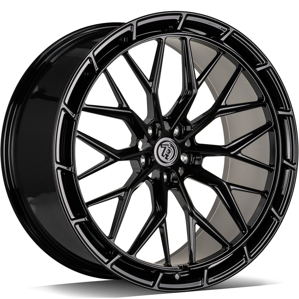 Cerchio in Lega 79Wheels Seventy9 MF.13 21x9.5 ET su misura 5x112 Nero Lucido BG