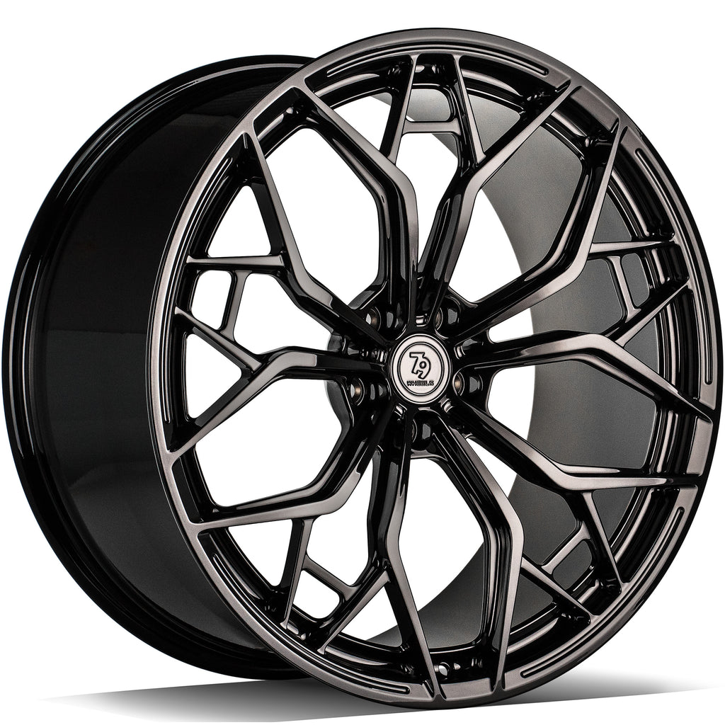Cerchio in Lega 79Wheels Seventy9 MF.16 21x10.5 ET su misura 5x112 Nero Lucido BG