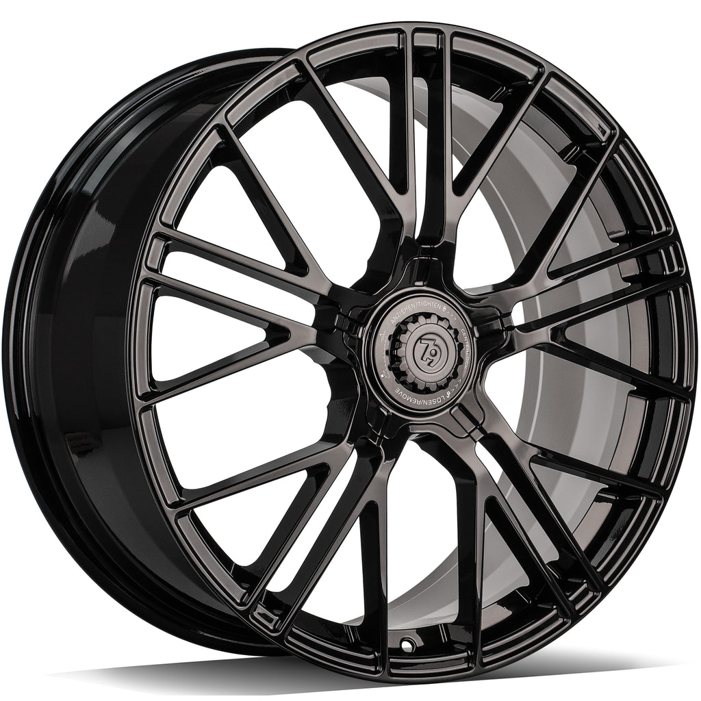 Cerchio in Lega 79Wheels Seventy9 MF.10 21x9.5 ET su misura 5x130 Nero Lucido BG