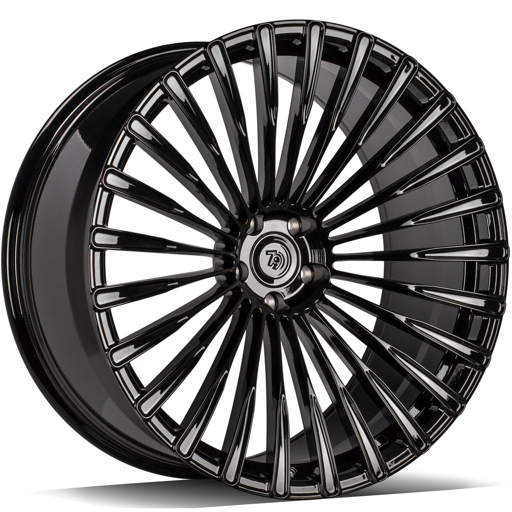 Cerchio in Lega 79Wheels Seventy9 MF.1 22x10.5 ET su misura 5x112 Nero Lucido BG (EC)