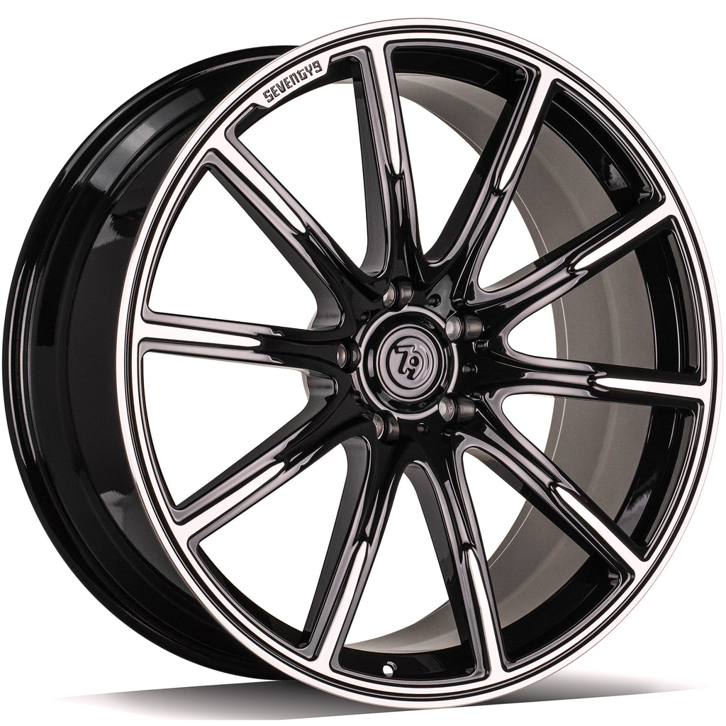 Cerchio in Lega 79Wheels Seventy9 MF.11 22x10 ET su misura 5x130 Nero Diamantato BFP