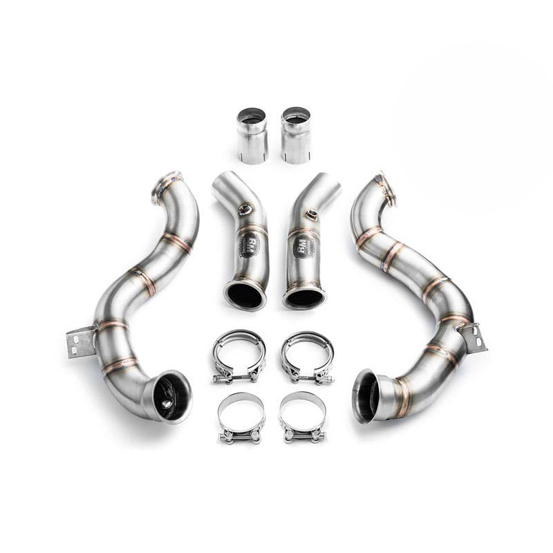Downpipe sportivo Mercedes-Benz W205 C63 AMG 4.0i V8 Bi-Turbo in acciaio inox 76mm