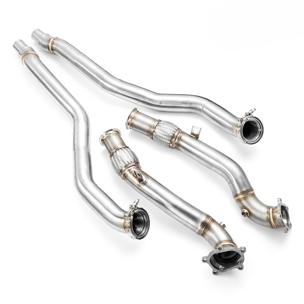 Downpipe sportivo Audi S6, S7, RS6, RS7 4.0 TFSI in acciaio inox 76mm