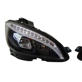 Fari Anteriori Day Light Mercedes Classe C W204 '07-'10 Black Lampeggiante Led