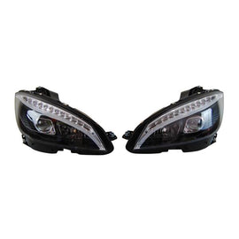 Fari Anteriori Day Light Mercedes Classe C W204 '07-'10 Black Lampeggiante Led