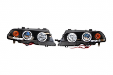 Carica l'immagine nel visualizzatore di Gallery, Fari Anteriore Angel Eyes BMW E46 '99-02 2P. Elect. Black Mod.II BMW E46