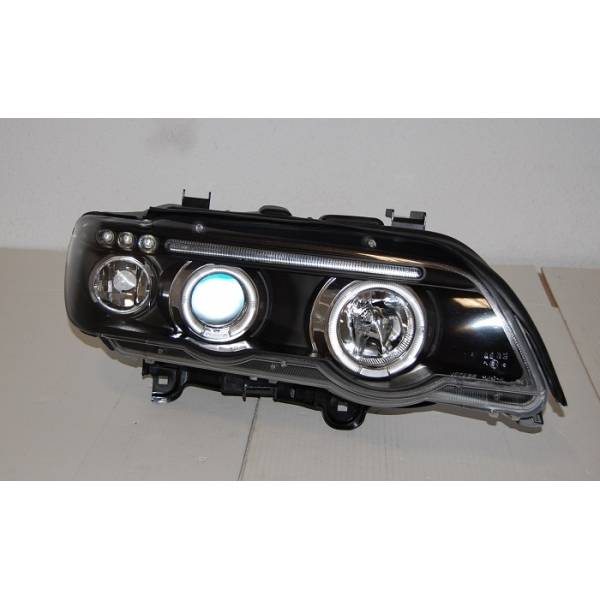 Fari Anteriori Angel Eyes BMW X5 '01 Black Elect.