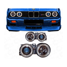 Carica l'immagine nel visualizzatore di Gallery, Fari anteriori DEPO Angel Eyes BMW Serie 3 E30 montati