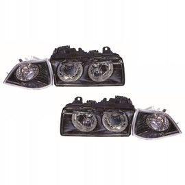 Fari anteriori DEPO Angel Eyes interno nero BMW Serie 3 E36 Coupé