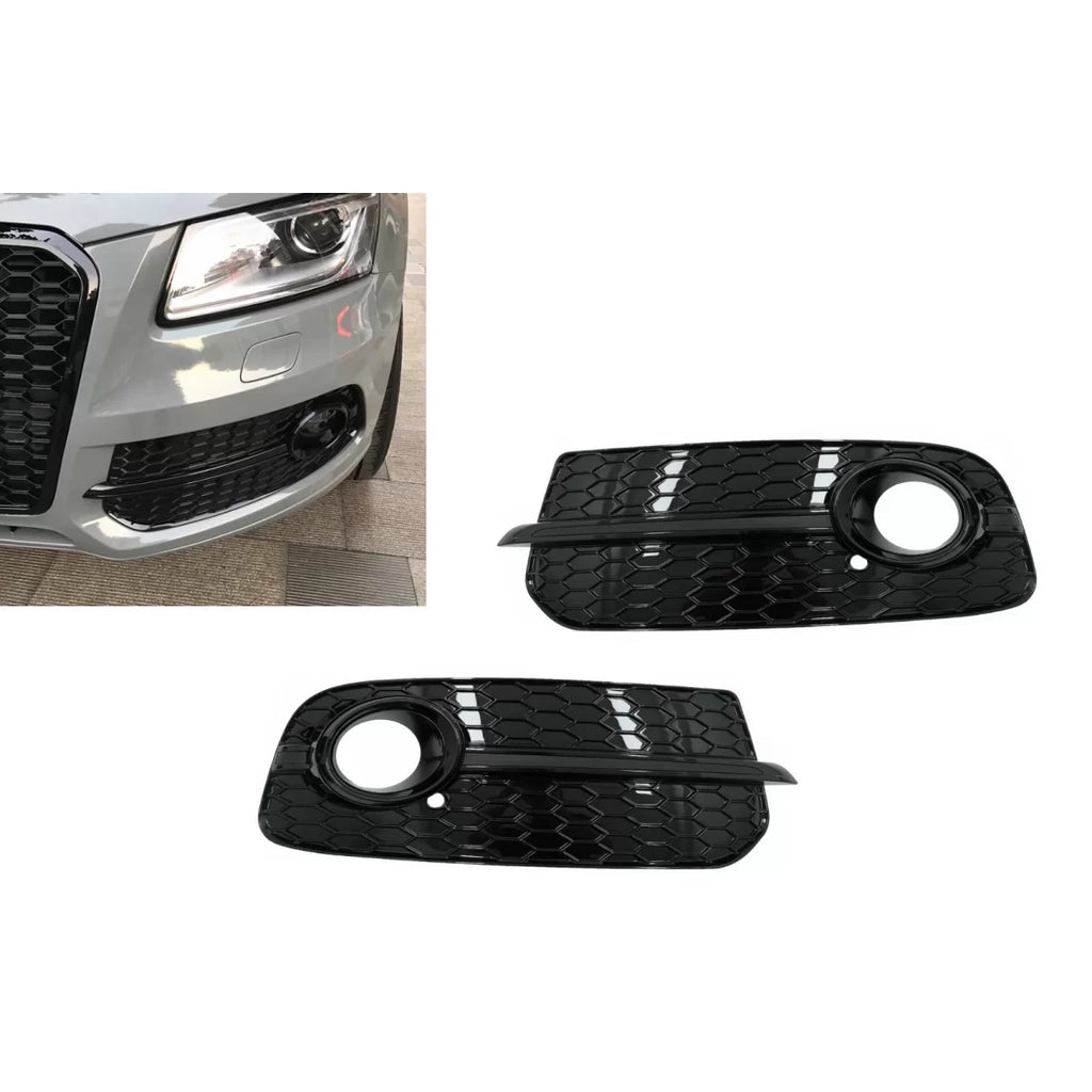 Fendinebbia lampada coperture laterale griglie per Audi Q5 SUV 8R restyling (2012-2016) Full nero RS design