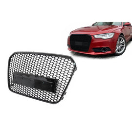 Anteriore senza logo griglia per Audi A6 C7 4G (2011-10.2014) lucido nero