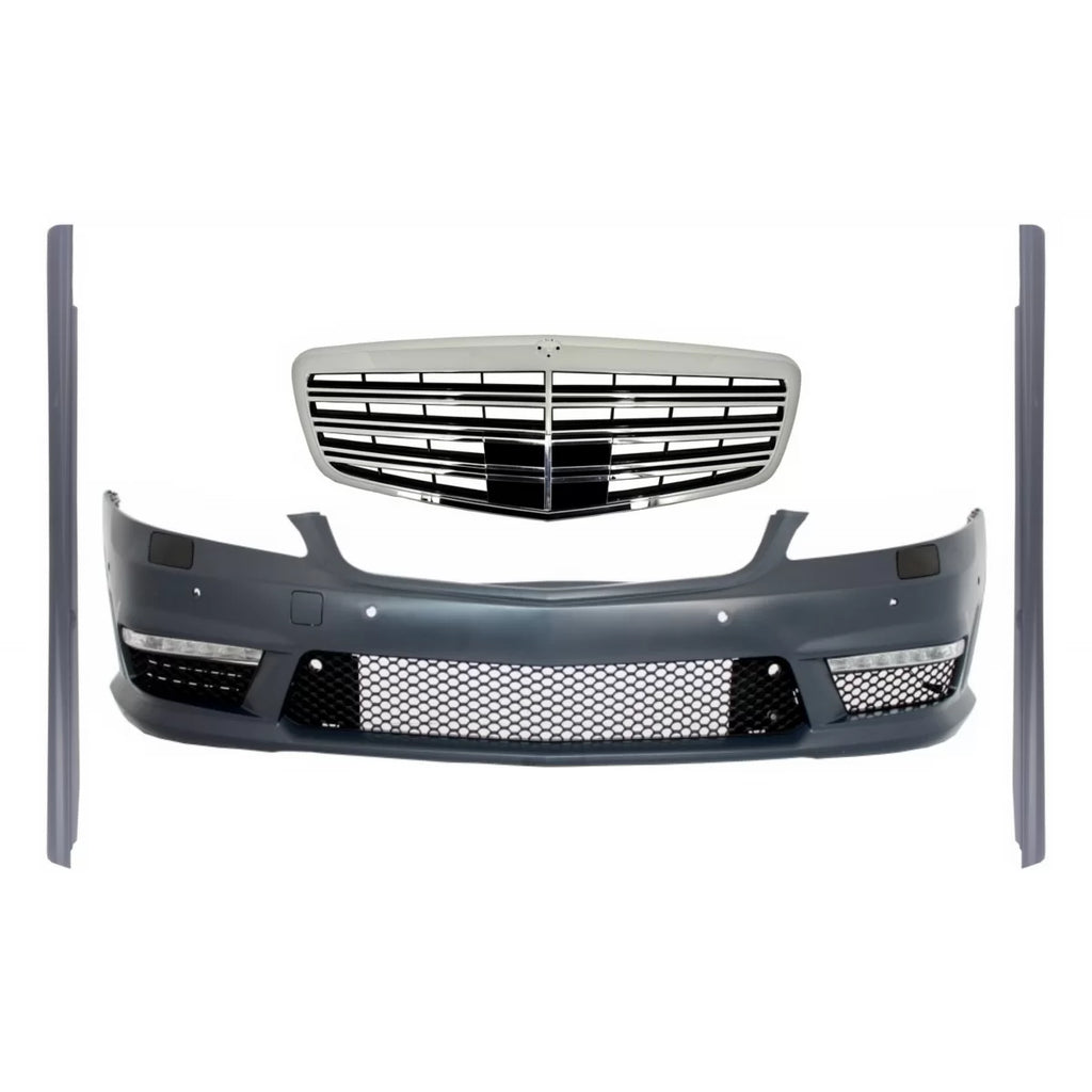 Paraurti anteriore gruppo con Griglia centrale per Mercedes W221 Classe S (2005-2010) e Minigonne S63 S65 design