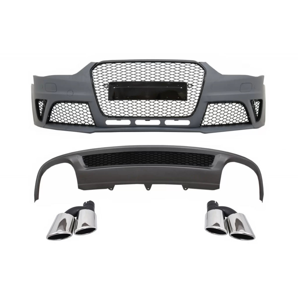 Paraurti anteriore per Audi A4 B8 restyling (2012-2015) con Diffusore paraurti posteriore e Terminali di scarico