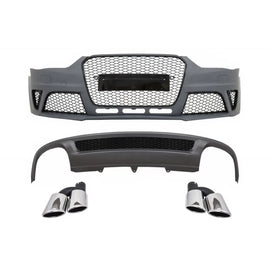 Paraurti anteriore per Audi A4 B8 restyling (2012-2015) con Diffusore paraurti posteriore e Terminali di scarico