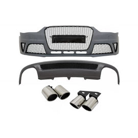 Paraurti anteriore per Audi A4 B8 restyling (2012-2015) con Diffusore paraurti posteriore e Terminali di scarico