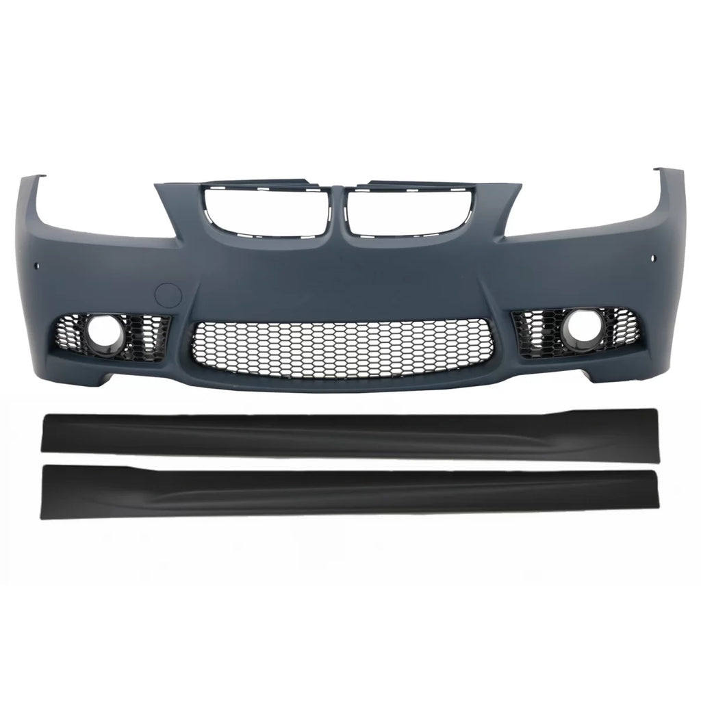 Paraurti anteriore per BMW Serie 3 E90 berlina E91 Touring (2005-2008) con Minigonne Non LCI M3 design senza Fendinebbia