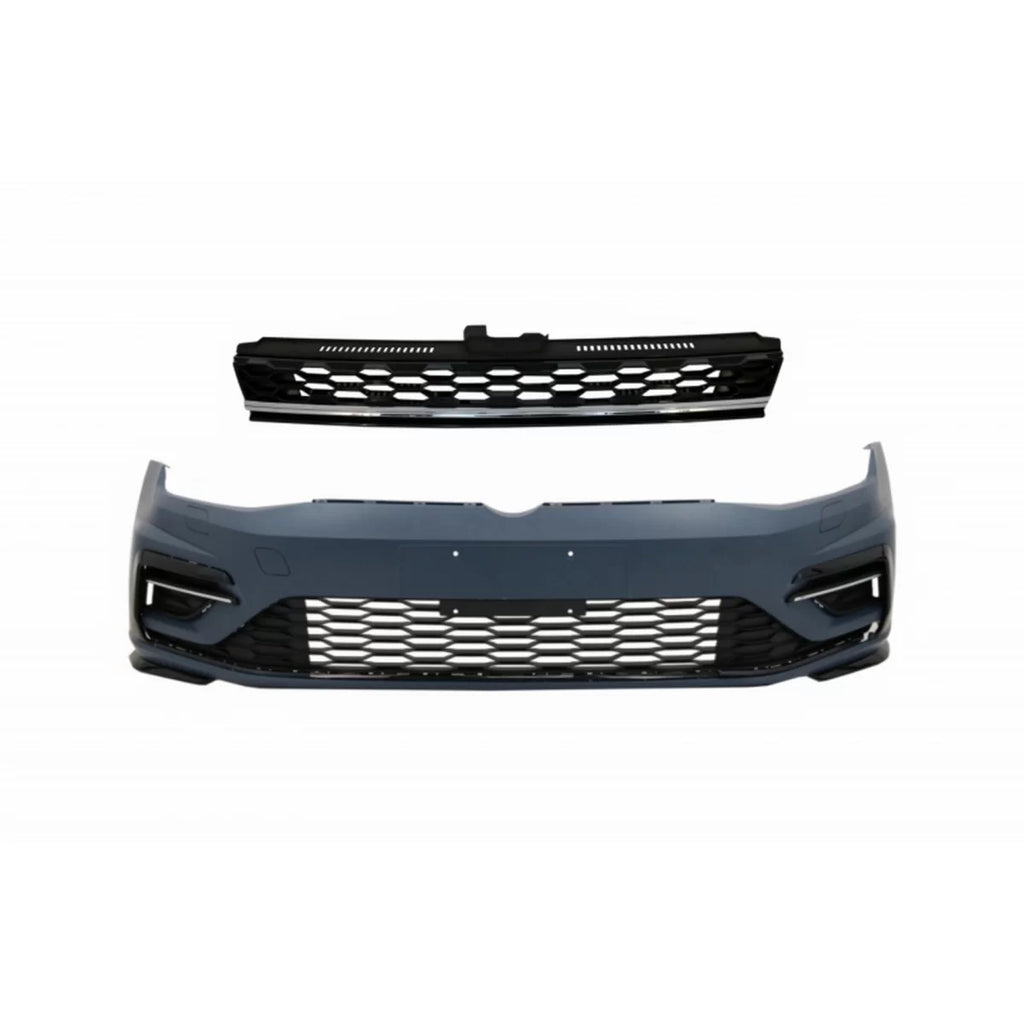 Paraurti anteriore con centrale senza logo griglia cromato per VW Golf 7.5 (2017-2020) R Line design