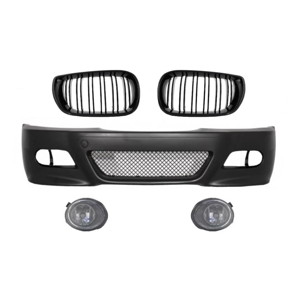 Paraurti anteriore con Griglie anteriori a doppio rene Doppia lamella per BMW E46 (1998-2004) e Fendinebbia M3 stile