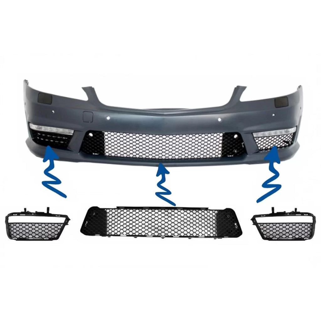 Paraurti anteriore centrale-inferiore griglia e laterale griglie per Mercedes Classe S W221 (2005-2012) S63 S65 design