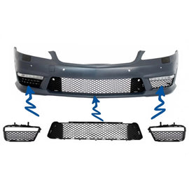 Paraurti anteriore centrale-inferiore griglia e laterale griglie per Mercedes Classe S W221 (2005-2012) S63 S65 design