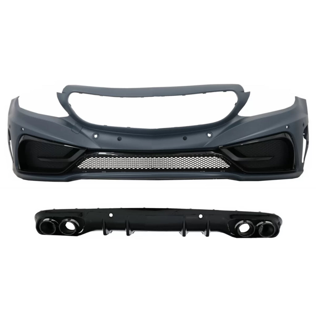 Paraurti anteriore con diffusore Doppia uscita e Terminali di scarico per Mercedes Classe C A205 Cabriolet C205 Coupe
