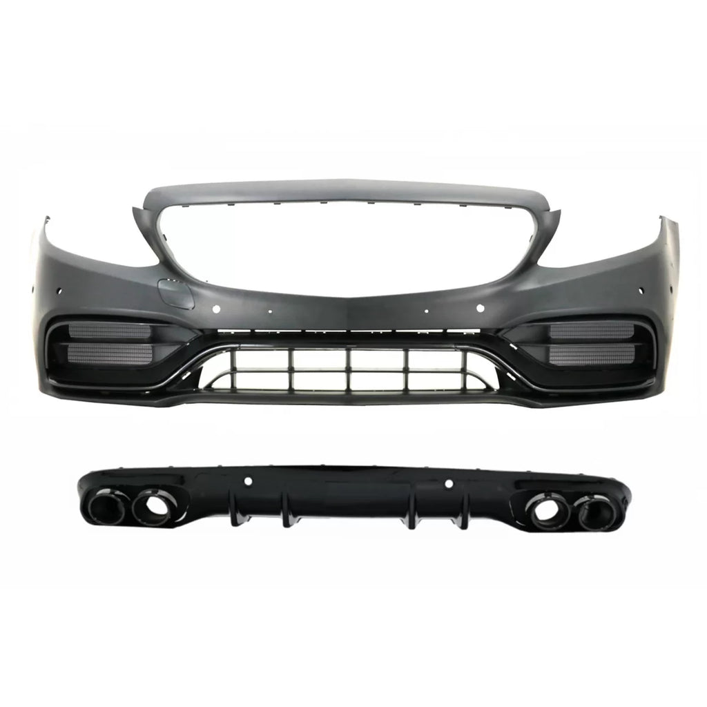Paraurti anteriore con diffusore Doppia uscita e Terminali di scarico per Mercedes Classe C A205 Cabriolet C205 Coupe