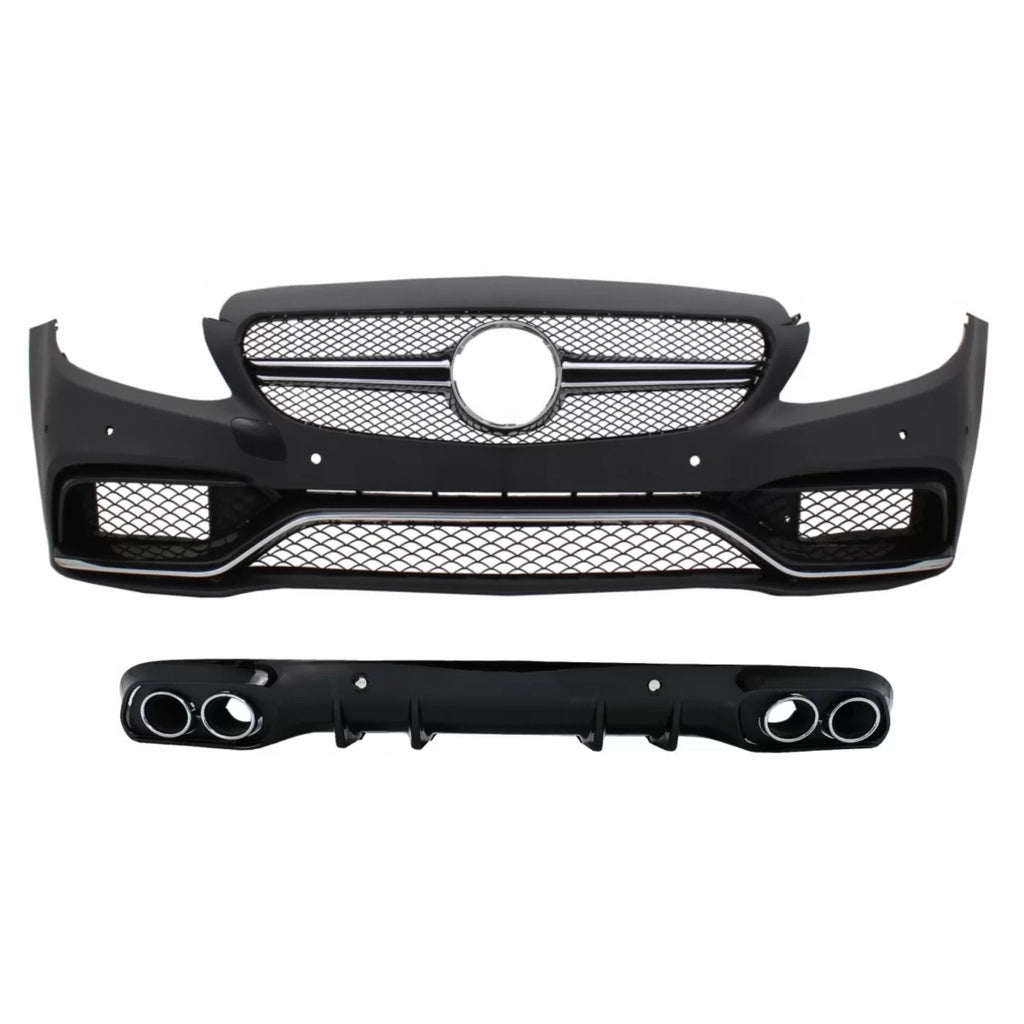 Paraurti anteriore con diffusore Doppia uscita e Terminali di scarico per Mercedes Classe C C205 Coupe A205 Cabriolet