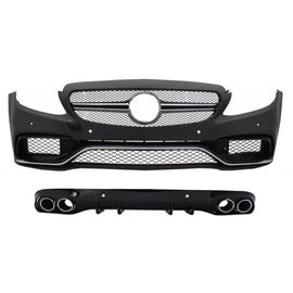 Paraurti anteriore con diffusore Doppia uscita e Terminali di scarico per Mercedes Classe C C205 Coupe A205 Cabriolet