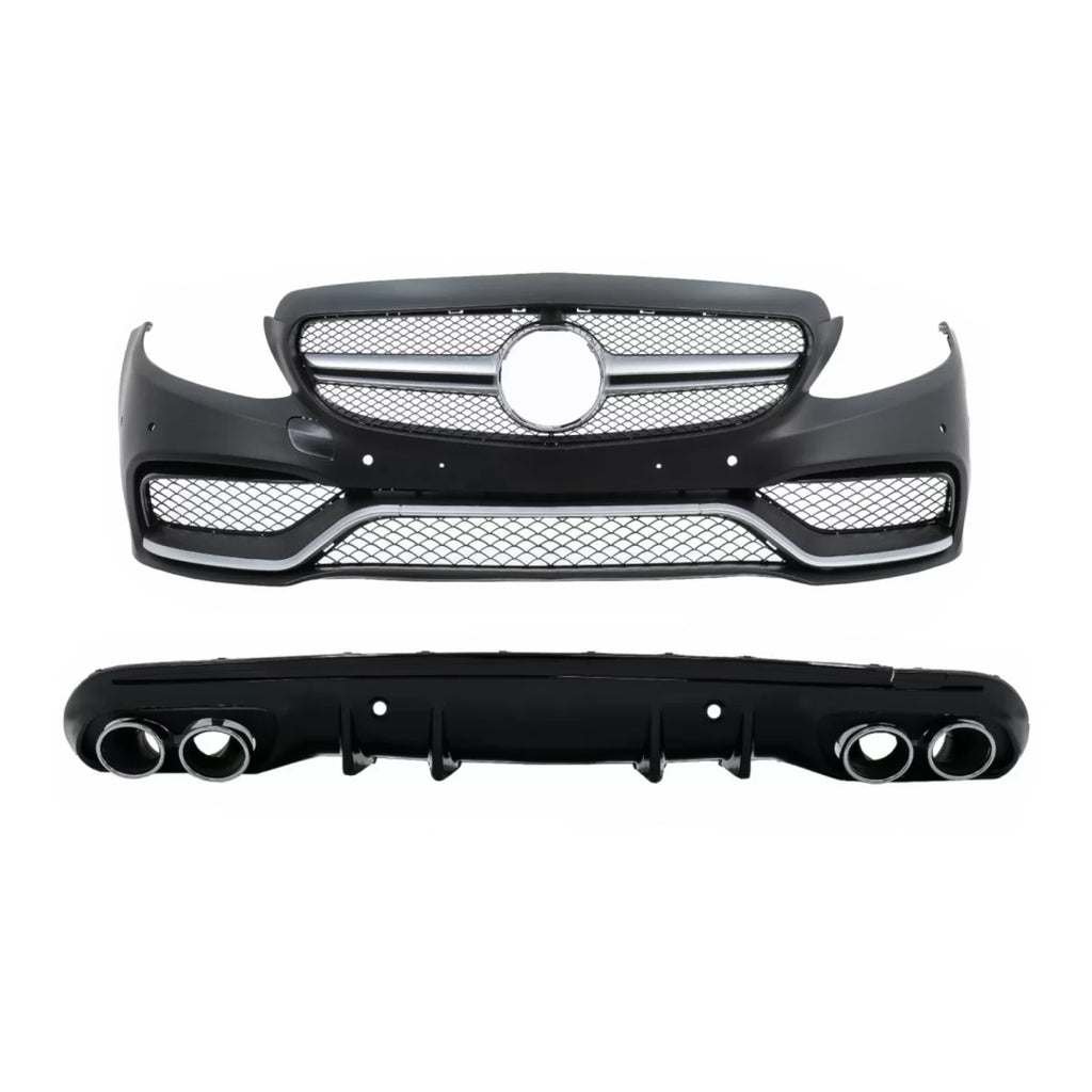 Paraurti anteriore con diffusore e Terminali di scarico per Mercedes Classe C W205 berlina S205 station wagon