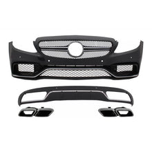 Paraurti anteriore &amp; diffusore con terminali di scarico cromato per Mercedes Classe C W205 S205 (2014-2018) C63 design